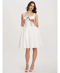 Miss Circle Women's Madison Cotton Eyelet Square Neck Midi Dress