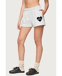 Edikted Womens Big Love Sweat Shorts
