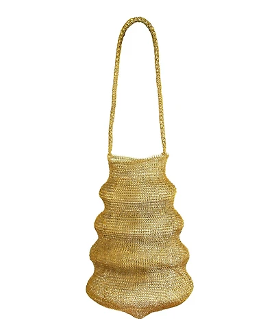 Brunna.co Shell Handwoven Wire Bag In Dark Gold