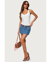 Edikted Womens Clementina Eyelet Bodysuit