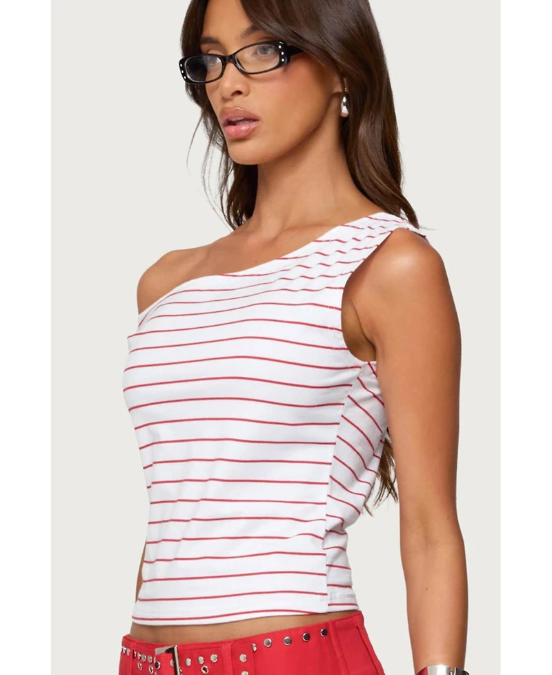 Edikted Women's Keryn Striped Asymmetric Top