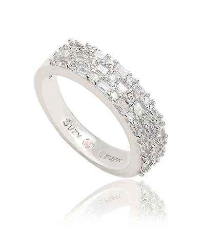 Suzy Levian Rose Sterling Silver Red and White Cubic Zirconia Ring