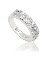 Suzy Levian Rose Sterling Silver Red and White Cubic Zirconia Ring