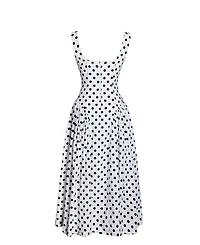 Miss Circle Women's Rahma Polka Dot Drop Waist Midi Cotton Poplin Dress