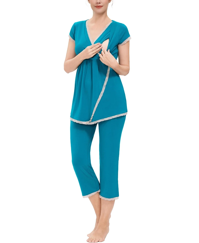 kimi + kai Maternity Cindy Nursing 2-Piece Pajamas Set