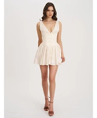 Miss Circle Women's Zahara Off White Jacquard Drop Waist Mini Dress