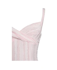 Miss Circle Women's Mallory Baby Pink Stripe Jacquard High Slit Gown