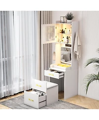 Vlsrka 3-in-1 Vanity Desk with Led Sensor Light, Flip Mirror and Drawers