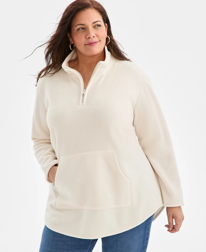 Style & Co Plus Size Quarter-Zip Long-Sleeve Sweater, Created for Macy's