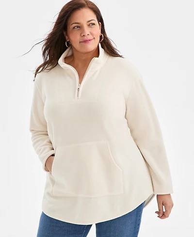 Style & Co Plus Size Quarter-Zip Long-Sleeve Sweater, Created for Macy's