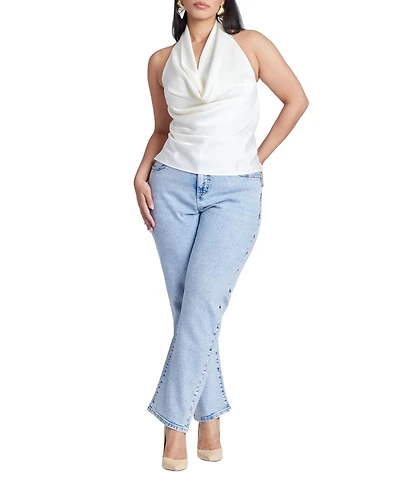 Eloquii Women's Straight Leg Jean With Studs