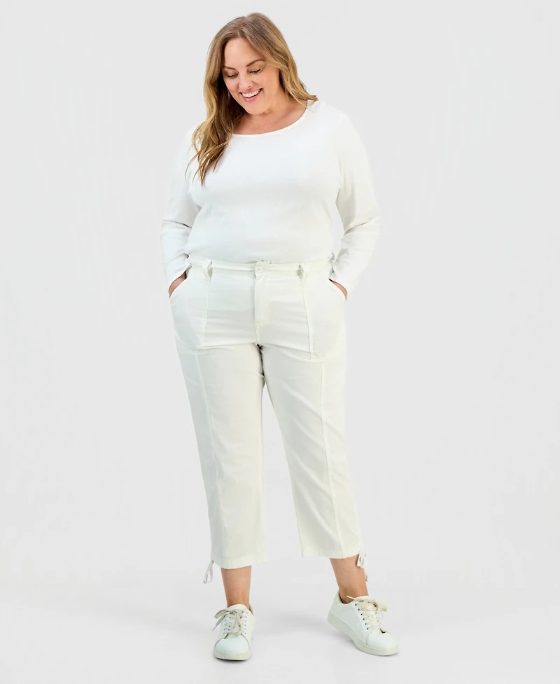Style & Co Plus Tie-Hem Cropped Utility Pants, Exclusively at Macy's