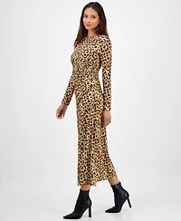 Bar Iii Women's Leopard-Print Mesh Low-Back Midi Dress, Macy's Exclusive