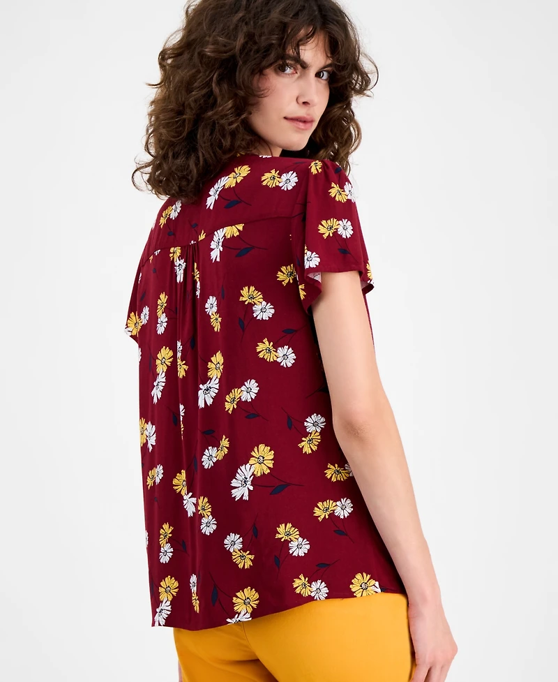 Tommy Hilfiger Women's Daisy Lace-Up Ruffled Blouse