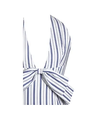 Miss Circle Women's Mackenna Navy Stripe Halter Smock Back Maxi Dress