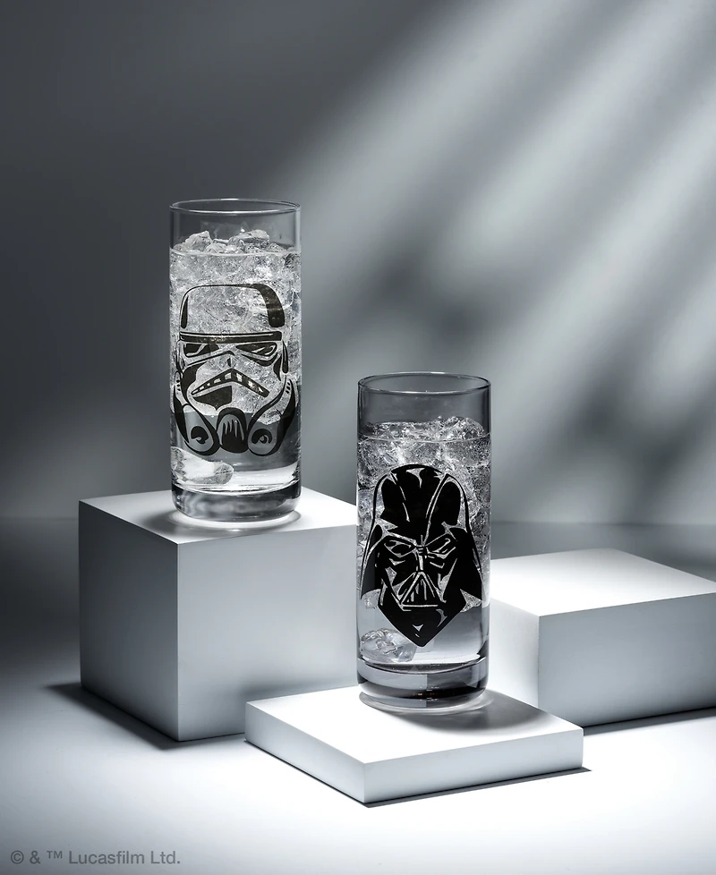 JoyJolt Star Wars Dark and Light Silhouette Tall Drinking Glasses, Set of 2