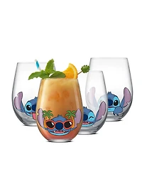 JoyJolt Lilo Stitch Silly Sips Stemless Drinking Glasses, Set of 4