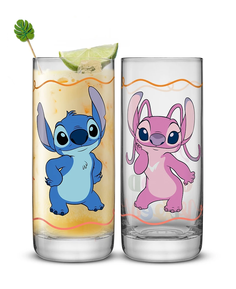 JoyJolt Lilo Stitch Good Times Tall Drinking Glasses, Set of 2