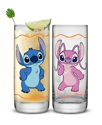 JoyJolt Lilo Stitch Good Times Tall Drinking Glasses, Set of 2