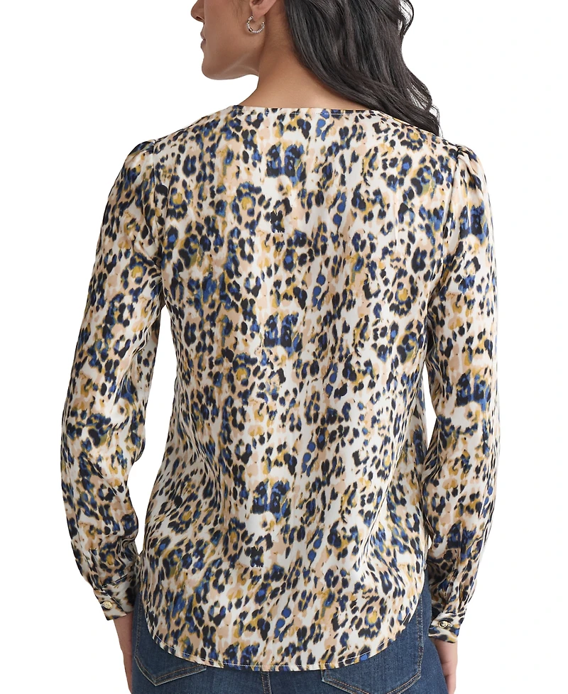 Jones New York Petite Printed Utility Blouse