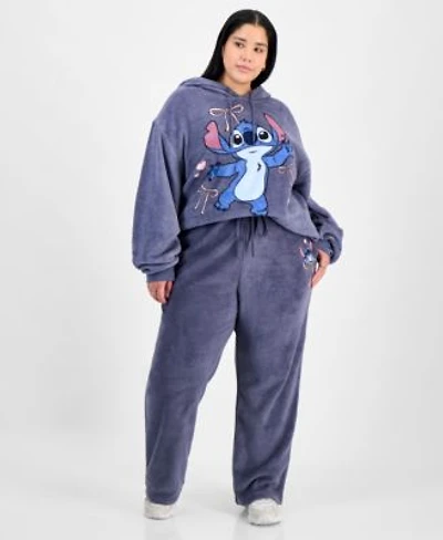 Disney Trendy Plus Size Stitch Fleece Pullover Hoodie Stitch Fleece Drawstring Pants