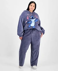 Disney Trendy Plus Size Stitch Fleece Pullover Hoodie Stitch Fleece Drawstring Pants