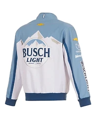 Jh Design Men's White/Light Blue Ross Chastain Busch Light Full-Snap Twill Uniform Jacket