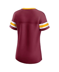 Fanatics Women's Burgundy Washington Commanders True Catch Iconic Rhinestone Bling Athena Lace-Up T-Shirt