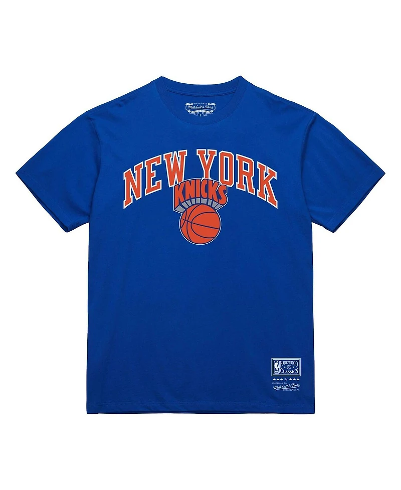 Mitchell & Ness Men's Blue New York Knicks Hardwood Classics Logo T-Shirt
