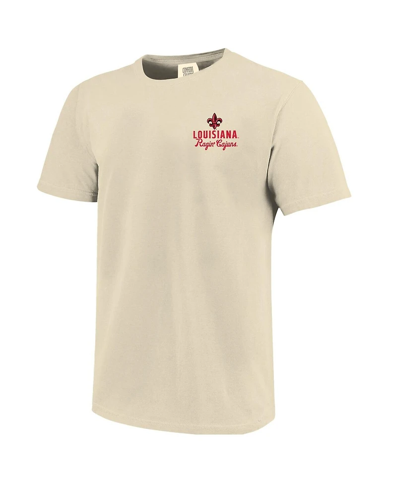 Image One Men's Cream Louisiana Ragin' Cajuns Comfort Colors Mascot Overlay T-Shirt