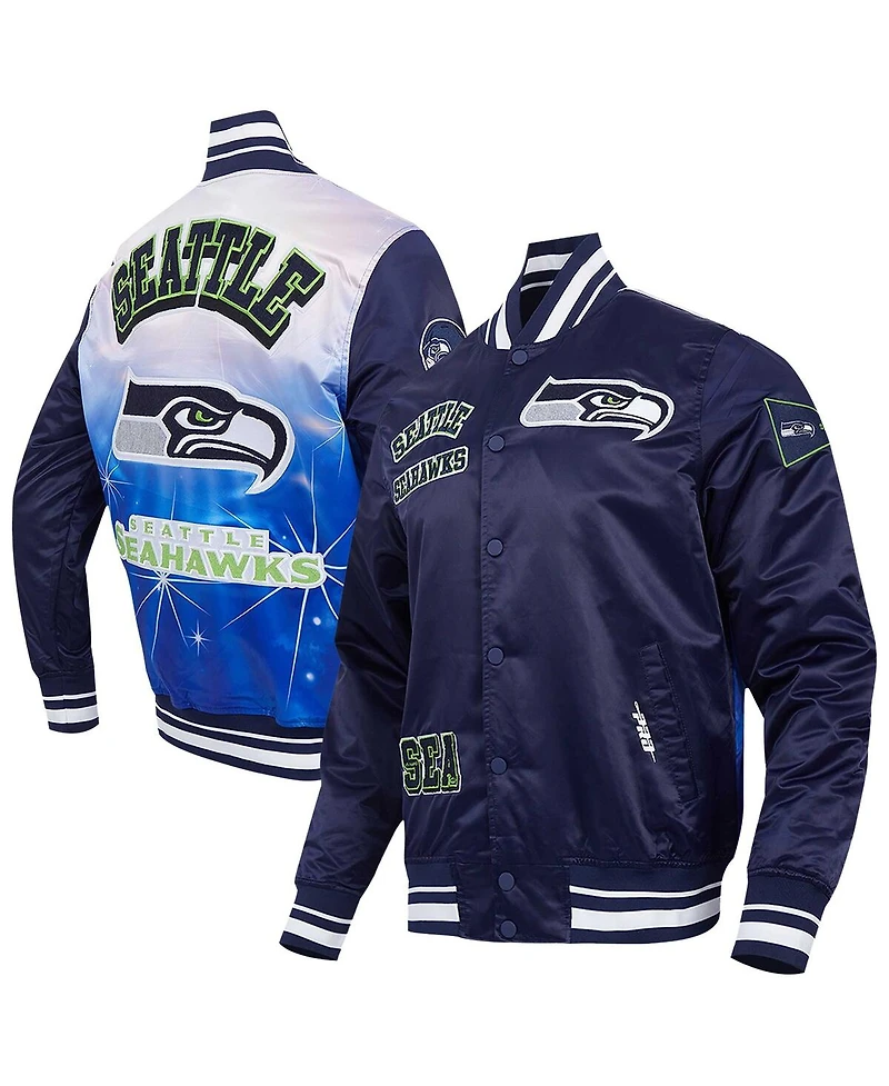 Pro Standard Men's College Navy Seattle Seahawks Sublimated Satin Full-Snap Jacket