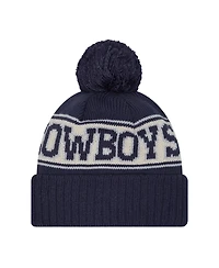 New Era Men's Navy Dallas Cowboys Retro Cuffed with Pom Knit Hat