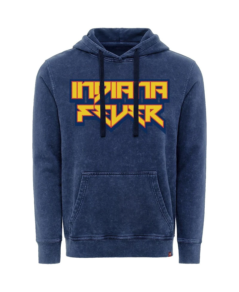 Sportiqe Men's and Women's Navy Indiana Fever Rock Roll Collection Jimi Mineral Wash Pullover Hoodie