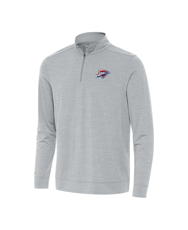 Antigua Men's Heather Gray Oklahoma City Thunder Bright Quarter-Zip T-Shirt