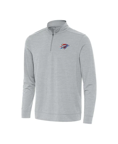 Antigua Men's Heather Gray Oklahoma City Thunder Bright Quarter-Zip T-Shirt