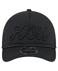 New Era Men's Black Houston Astros City Initial 9FORTY A-Frame M-Crown Adjustable Trucker Hat