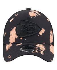 New Era Men's Black Kansas City Chiefs Bleached 9FORTY A-Frame Adjustable Hat