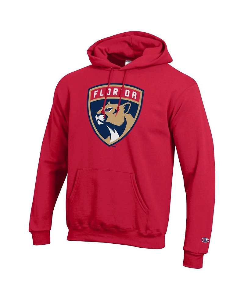 Champion Men's Red Florida Panthers Primary Logo 1-Hit Pullover Hoodie