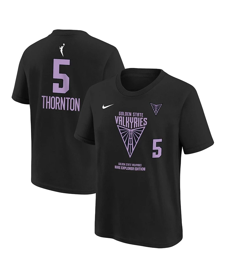 Nike Big Boys and Girls Kayla Thornton Black Golden State Valkyries Explorer Edition Player Name Number T-Shirt