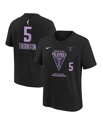 Nike Big Boys and Girls Kayla Thornton Black Golden State Valkyries Explorer Edition Player Name Number T-Shirt