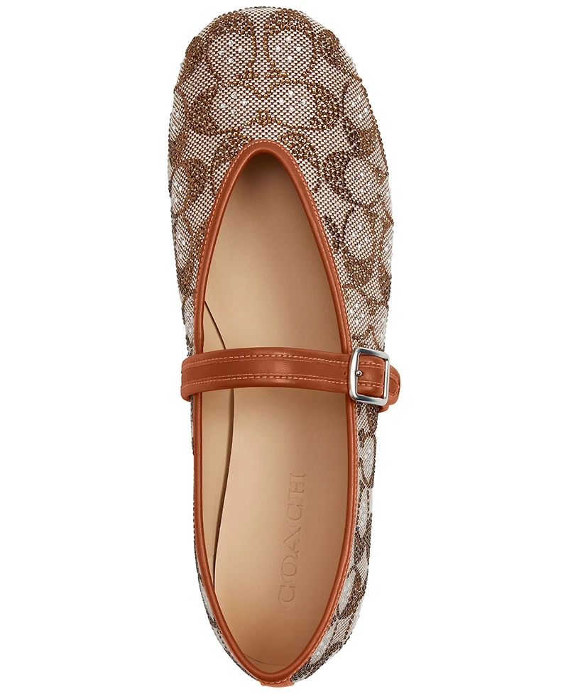 Coach Women's Sculpted C Crystal Signature Jacquard Soft Mary Jane Flats
