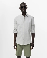 Mango Men's Regular-Fit Stripe-Textured Shirt