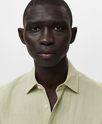 Mango Men's Regular-Fit Stripe-Textured Shirt