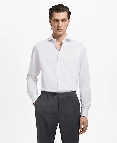Mango Men's Slim-Fit Twill Fabric Dress Shirt