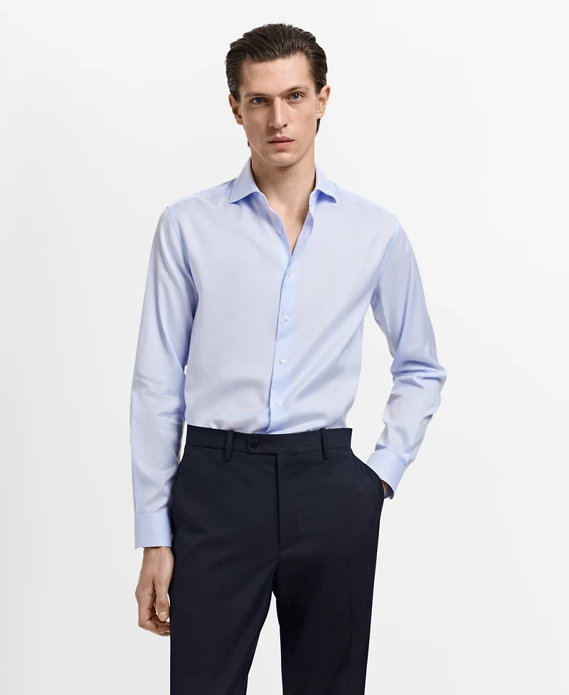 Mango Men's Slim-Fit Micro-Print Twill Dress Shirt