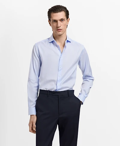 Mango Men's Slim-Fit Micro-Print Twill Dress Shirt