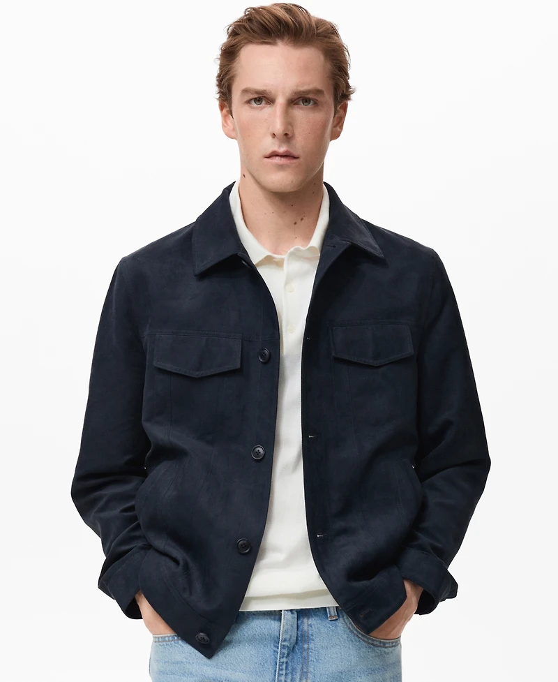 Mango Men's Suede Leather-Effect Overshirt