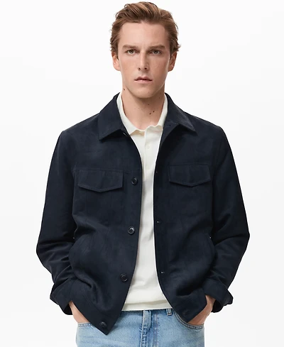 Mango Men's Suede Leather-Effect Overshirt