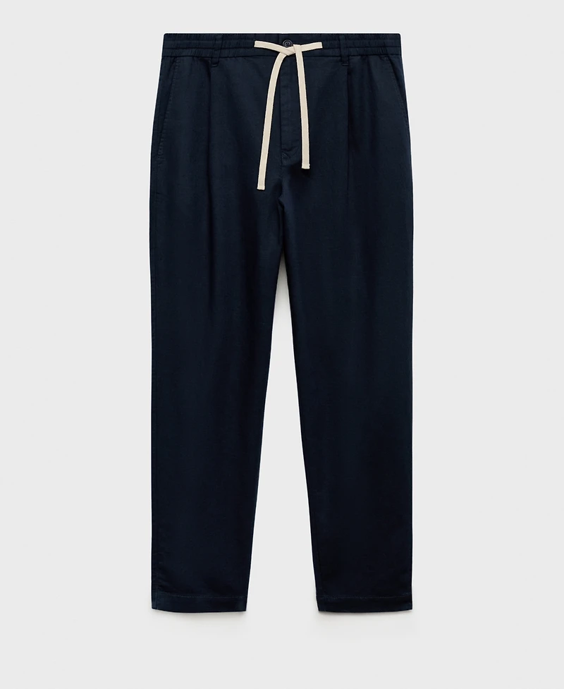 Mango Men's Slim-Fit Drawstring Linen Pants