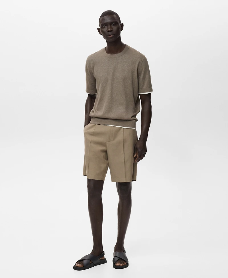 Mango Men's Linen 9.5" Bermuda Shorts